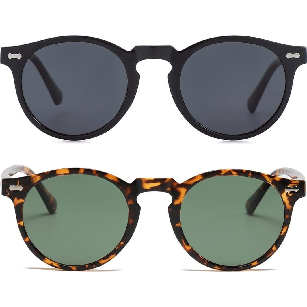 Gleyemor Gafas de Sol Polarizadas UV400 Redondas 48mm