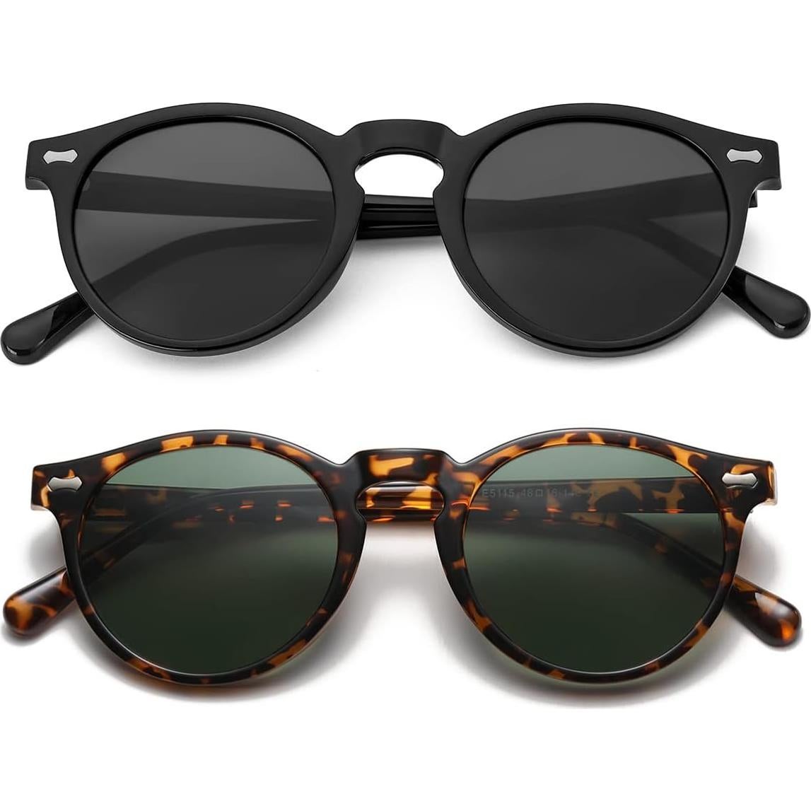 Gleyemor Gafas de Sol Polarizadas UV400 Redondas 48mm