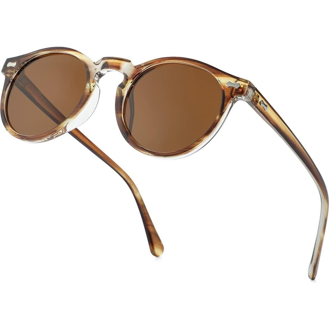 Gleyemor Gafas de Sol Polarizadas UV400 Redondas 48mm