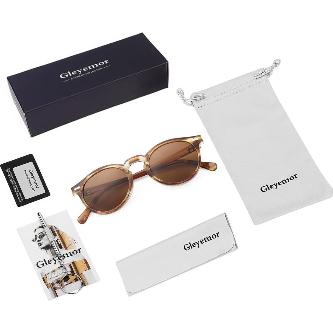 Gleyemor Gafas de Sol Polarizadas UV400 Redondas 48mm