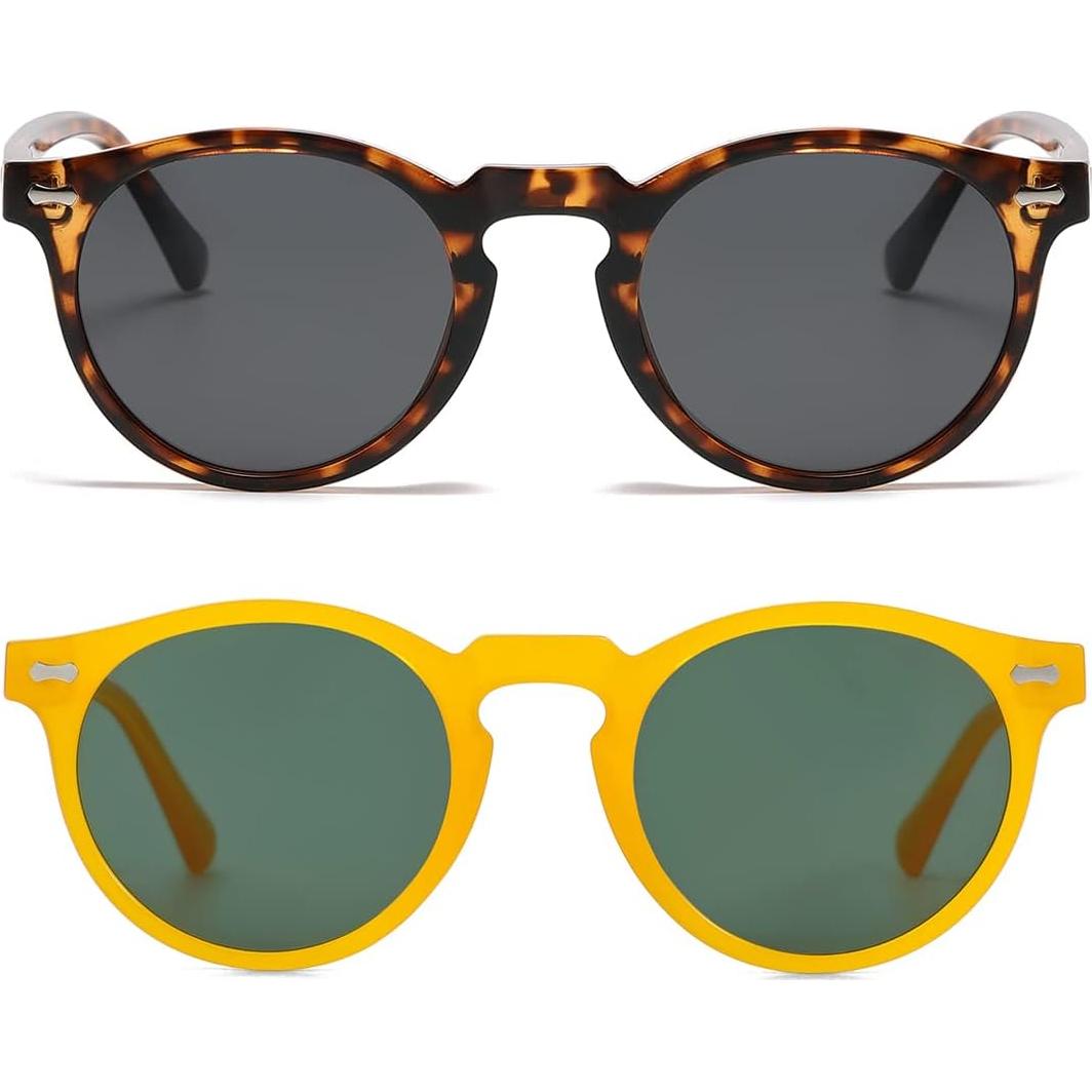 Gleyemor Gafas de Sol Polarizadas UV400 Redondas Unisex
