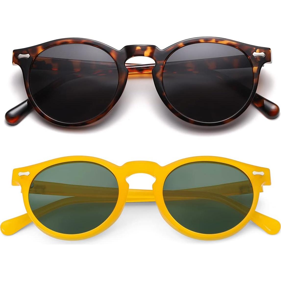 Gleyemor Gafas de Sol Polarizadas UV400 Redondas Unisex