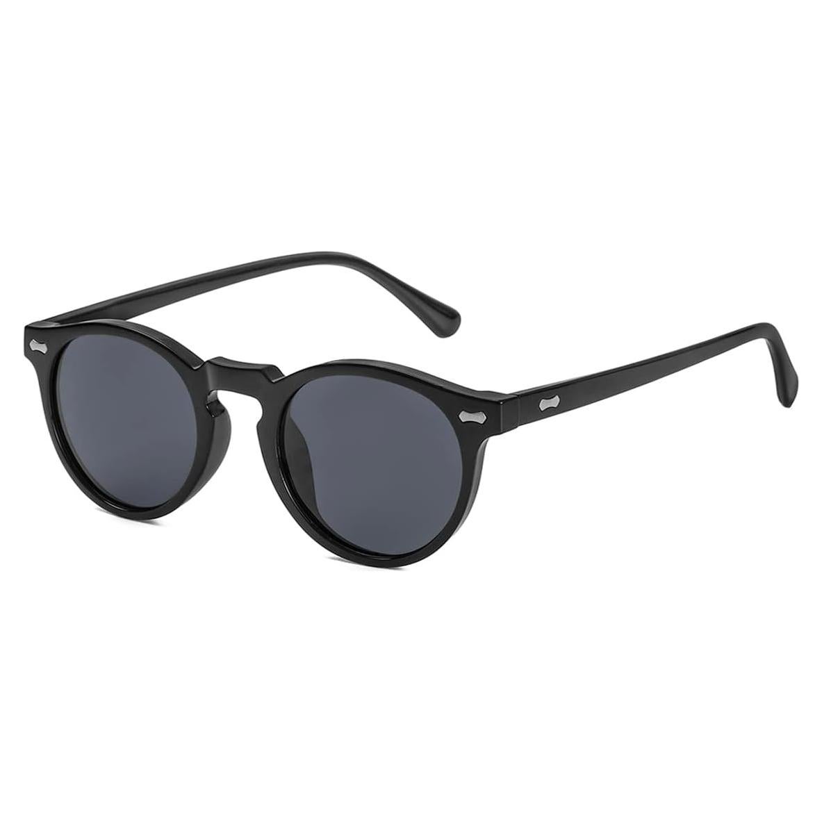 Gleyemor Gafas de Sol Polarizadas Redondas UV400 Marco Negro