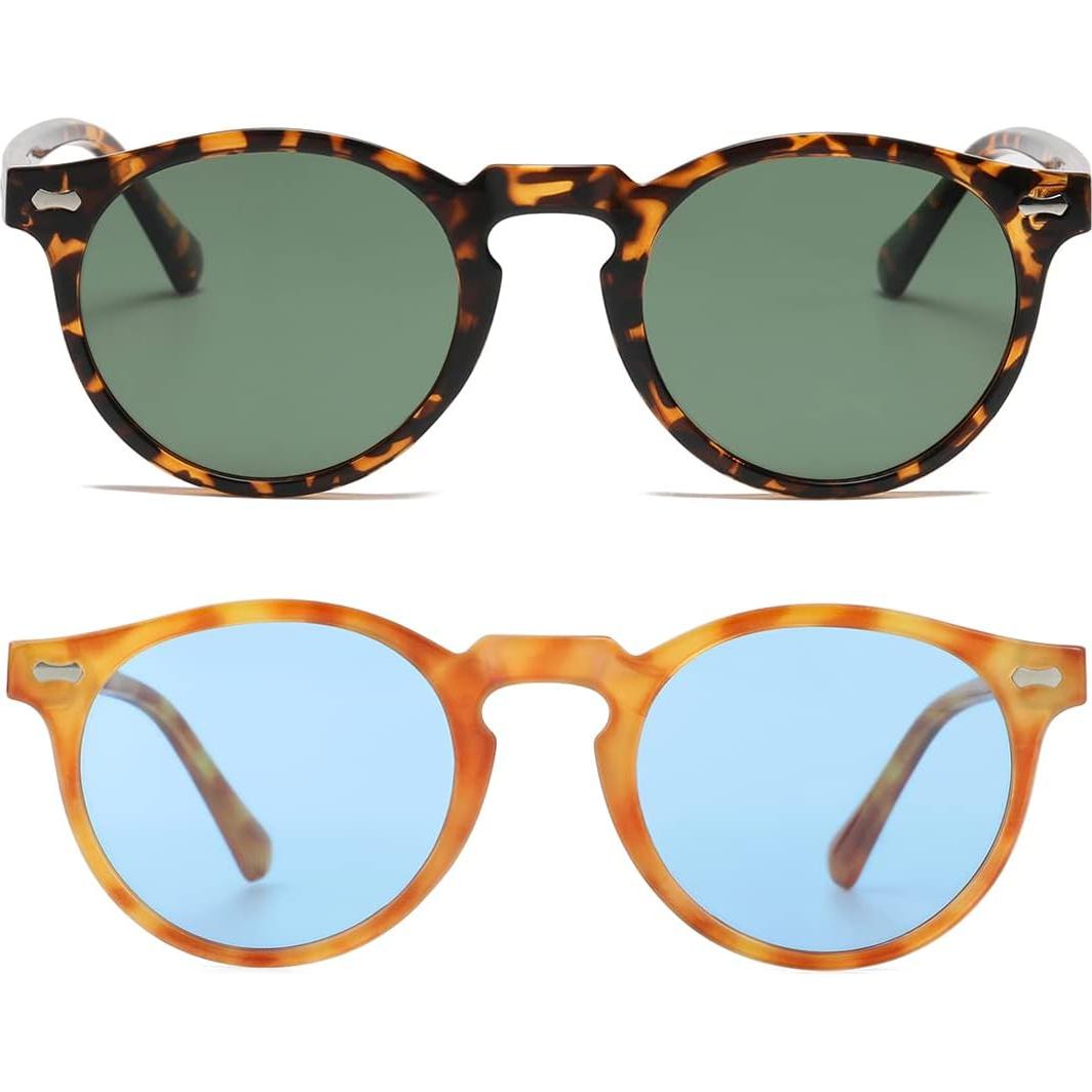 Gleyemor Gafas de Sol Polarizadas UV400 Redondas 48mm