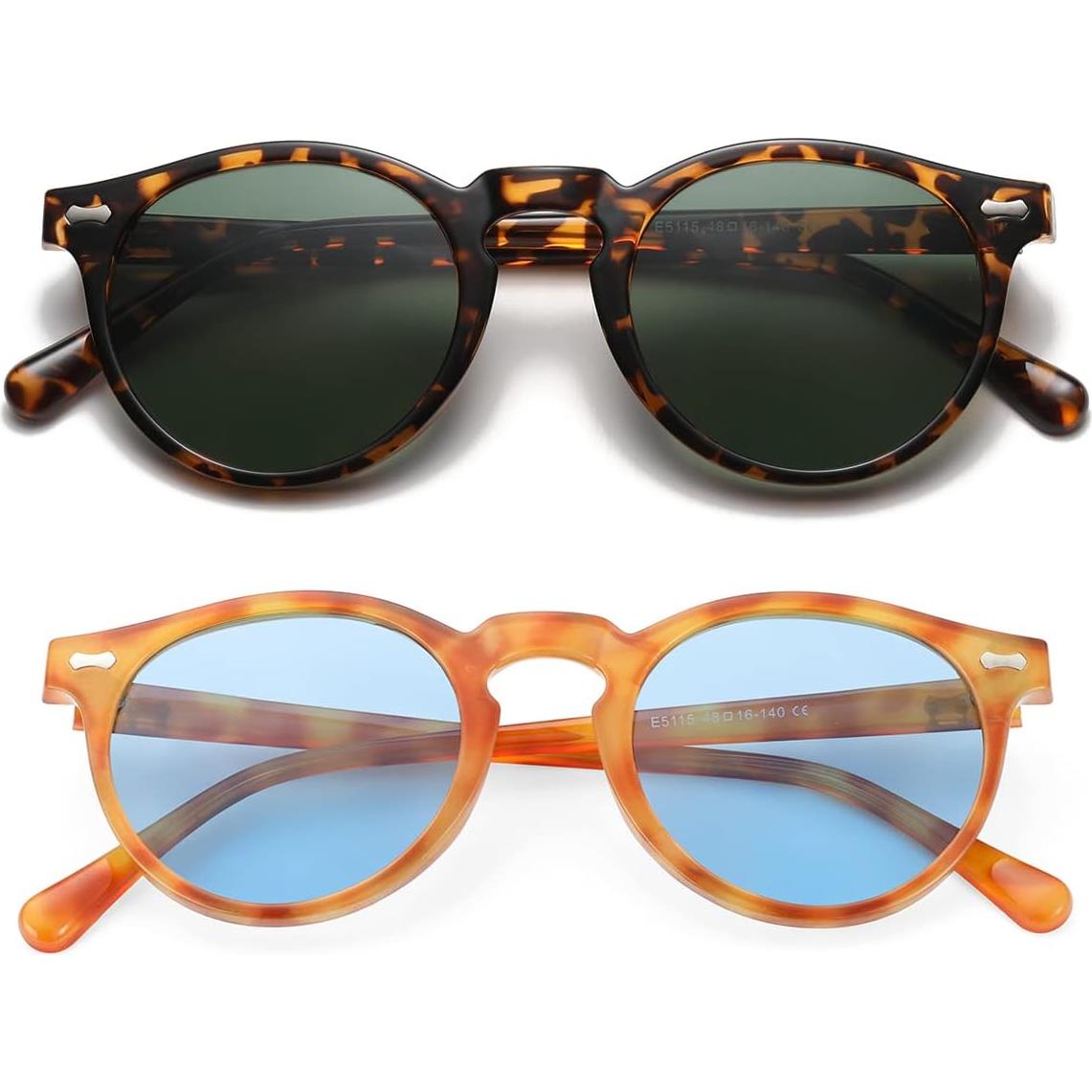 Gleyemor Gafas de Sol Polarizadas UV400 Redondas 48mm