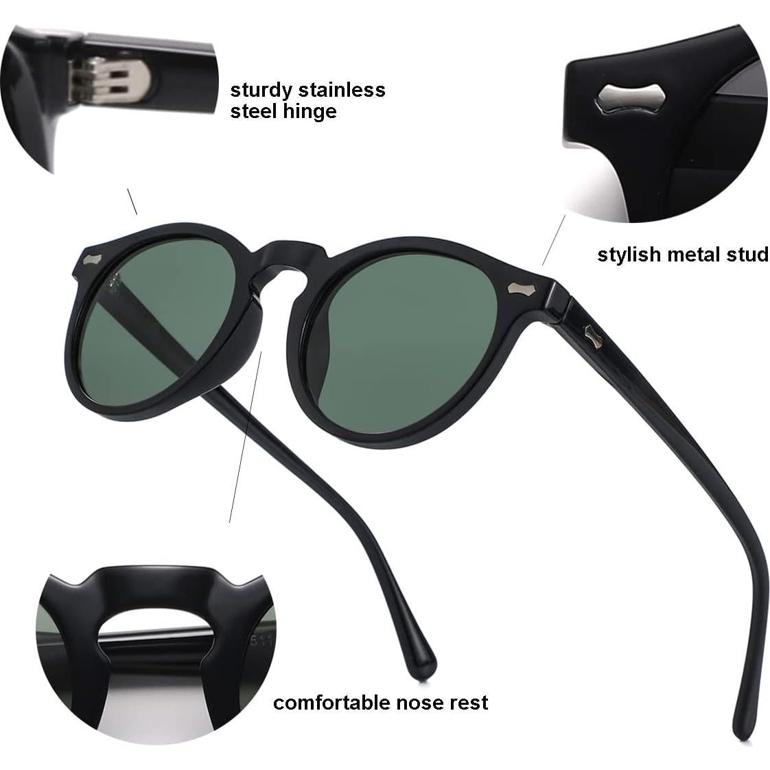 Gleyemor Gafas de Sol Polarizadas UV400 Marco Negro 48mm