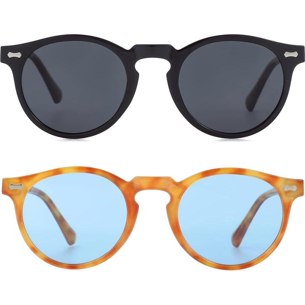 Gleyemor Gafas de Sol Polarizadas UV400 Redondas 48mm