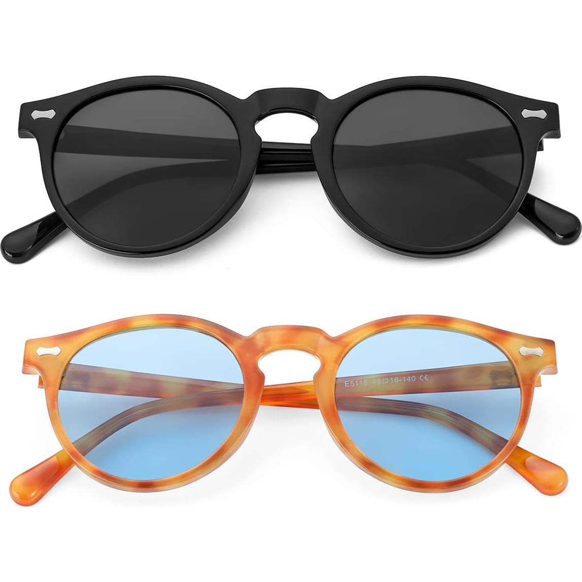 Gleyemor Gafas de Sol Polarizadas UV400 Redondas 48mm