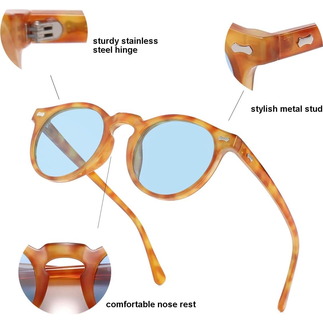 Gleyemor Gafas de Sol Polarizadas UV400 Redondas 48mm