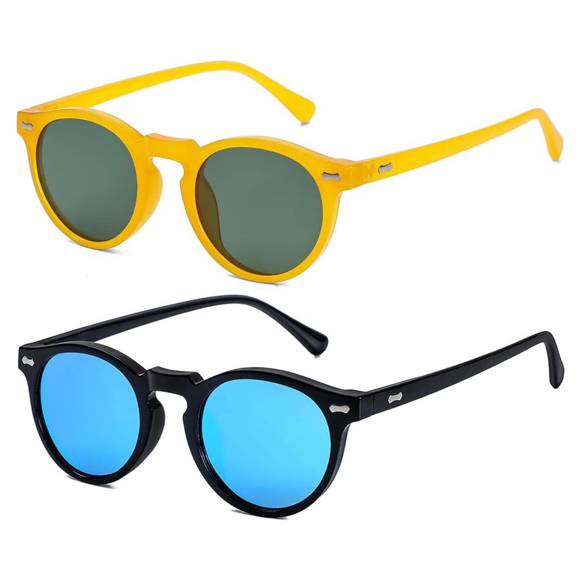 Gleyemor Gafas de Sol Polarizadas UV400 Redondas Unisex