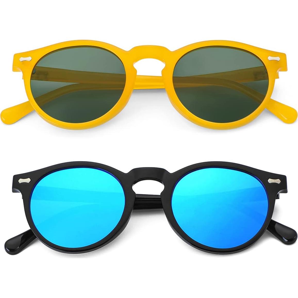 Gleyemor Gafas de Sol Polarizadas UV400 Redondas Unisex