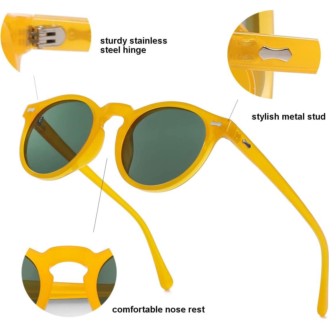 Gleyemor Gafas de Sol Polarizadas UV400 Redondas Unisex