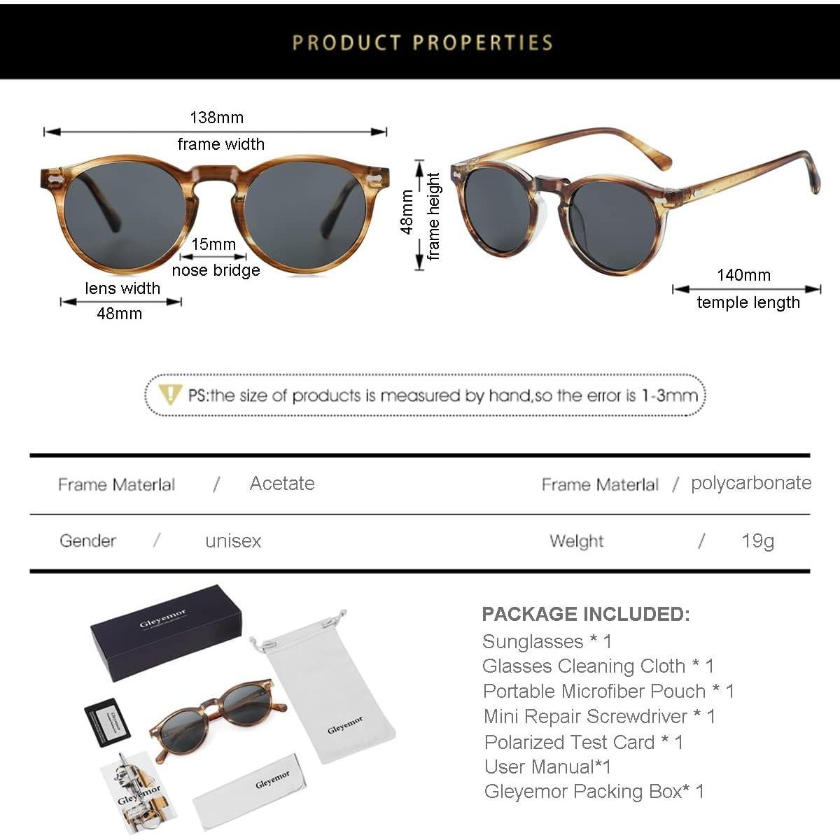 Gafas de Sol Gleyemor GL886 Polarizadas UV400 Unisex