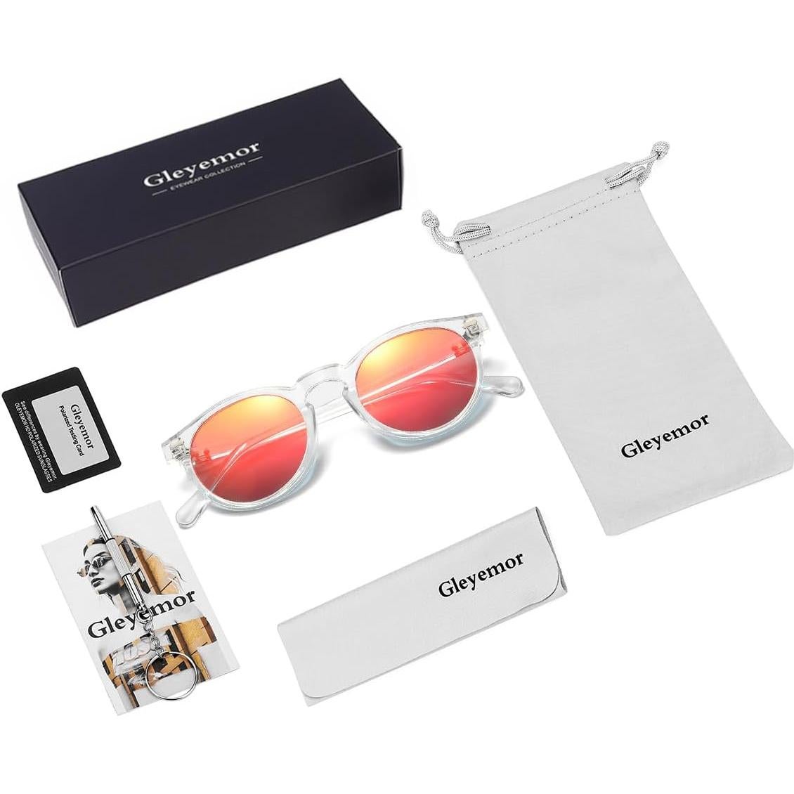 Gleyemor Gafas de Sol Polarizadas UV400 Redondas 48mm