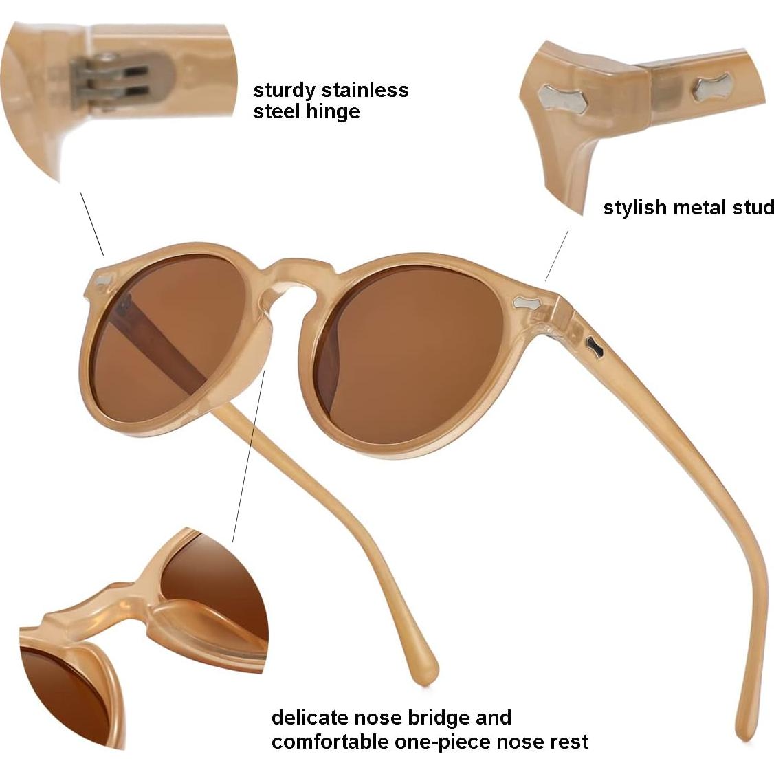 Gleyemor Gafas de Sol Polarizadas UV400 Redondas 48mm