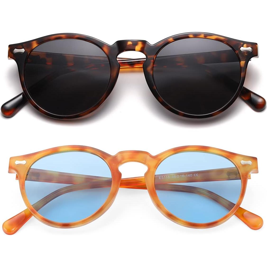 Gleyemor Gafas de Sol Polarizadas UV400 Redondas 48mm