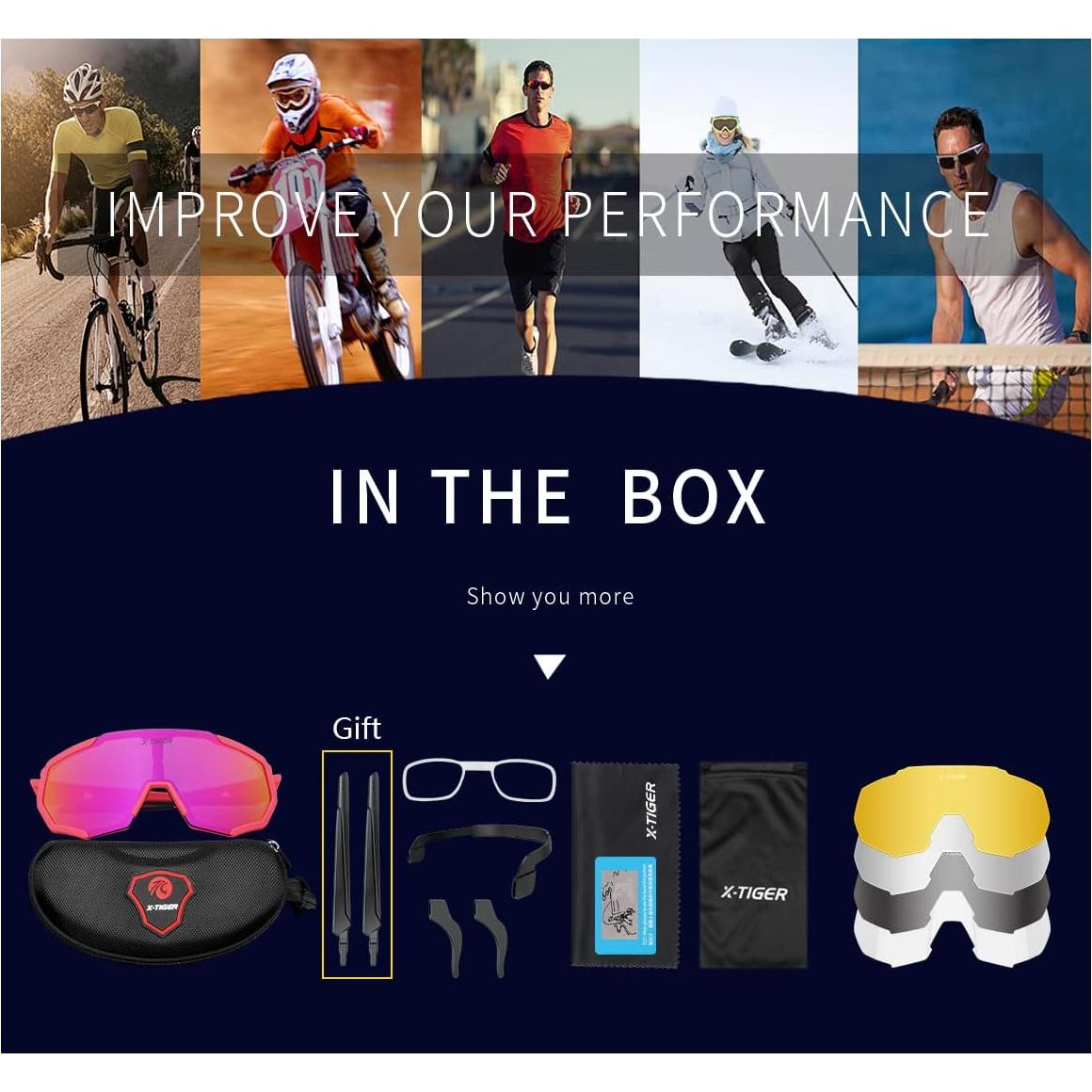 Gafas de Sol Deportivas X-TIGER con 5 Lentes Intercambiables