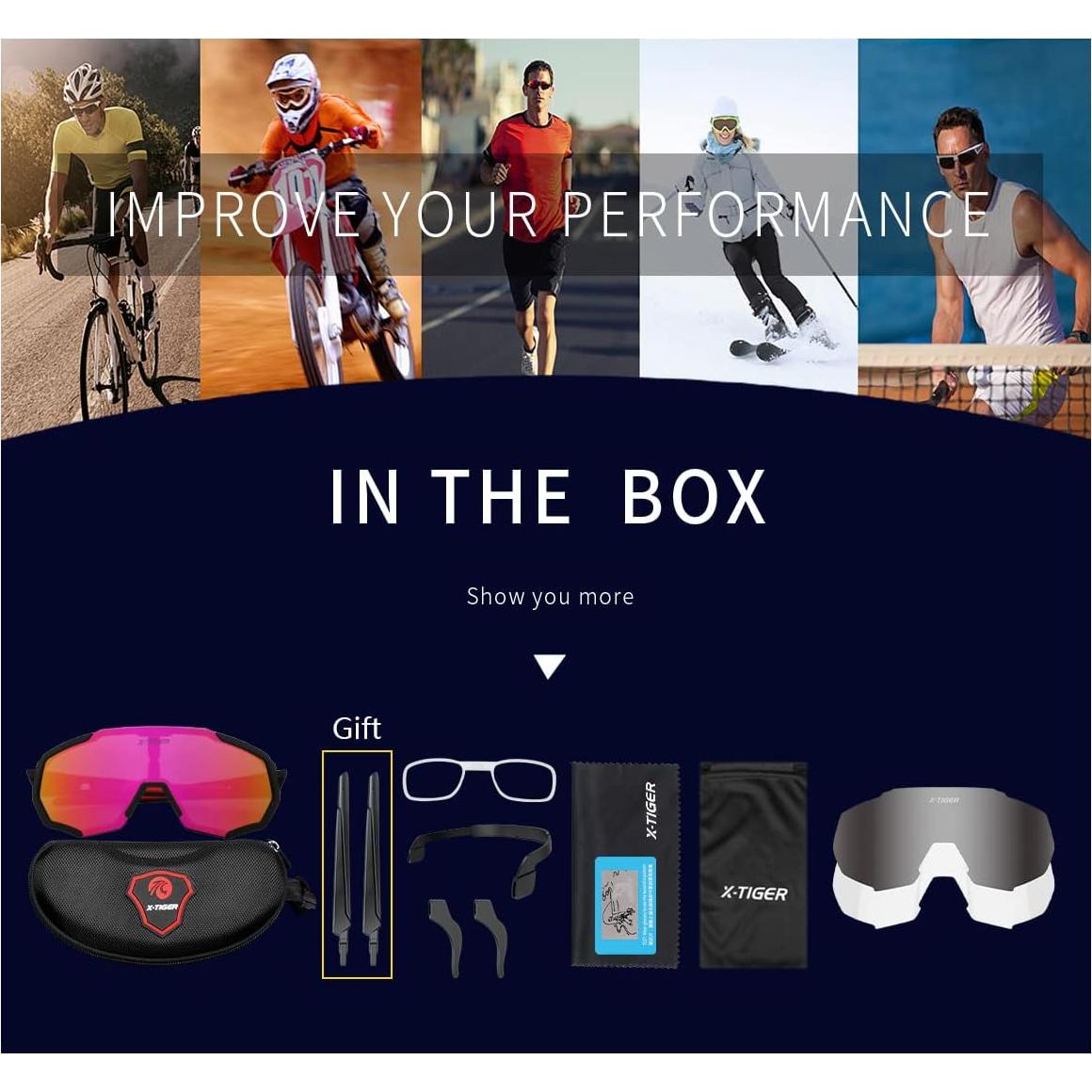 Gafas de Sol X-TIGER Polarizadas con 5 Lentes Intercambiables