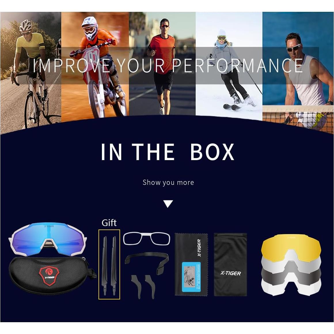 Gafas de Sol X-TIGER Deportivas Polarizadas 5 Lentes