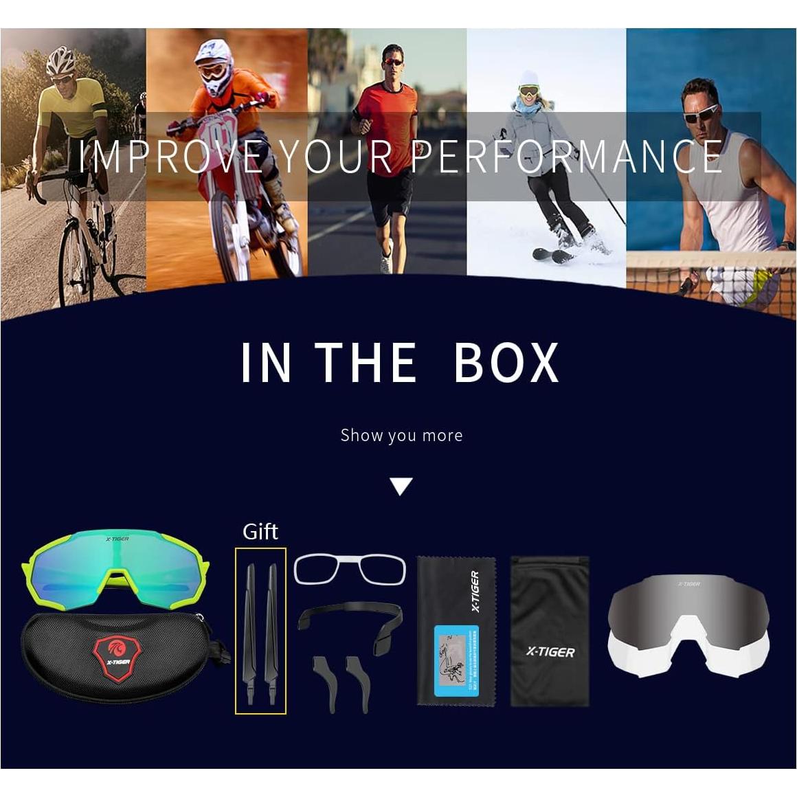 Gafas de Sol X-TIGER Polarizadas con 5 Lentes Intercambiables