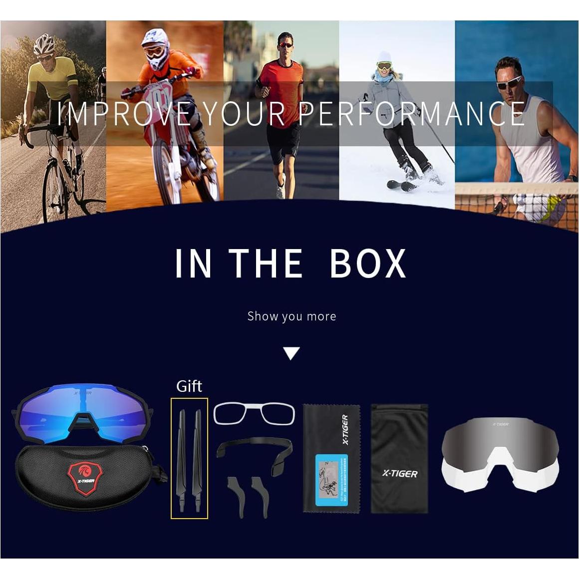 Gafas de Sol X-TIGER Polarizadas 5 Lentes Intercambiables