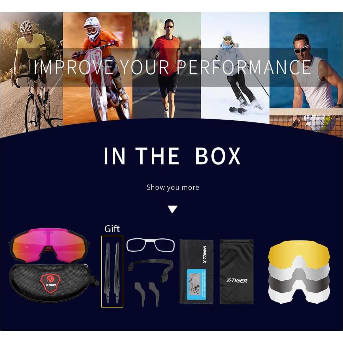 Gafas de Sol X-TIGER Polarizadas 5 Lentes Intercambiables