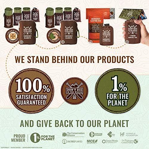 Don't Die In The Woods - World’s Toughest Emergency Blankets [4-Pack] Extra Thick Thermal Mylar Space Blanket - One of The Ten Essentials Outdoor Survival Gear for Hiking Camping First Aid Kit (Camo)