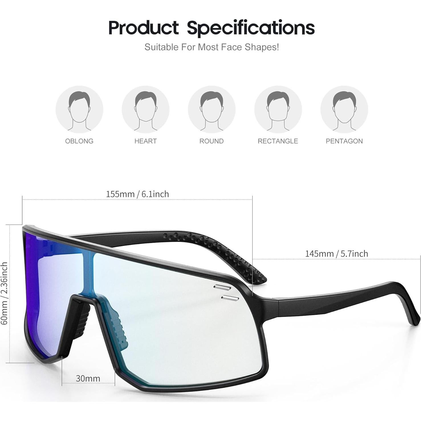 Gafas Deportivas Fotoquímicas UV400 - Azul Adaptativas