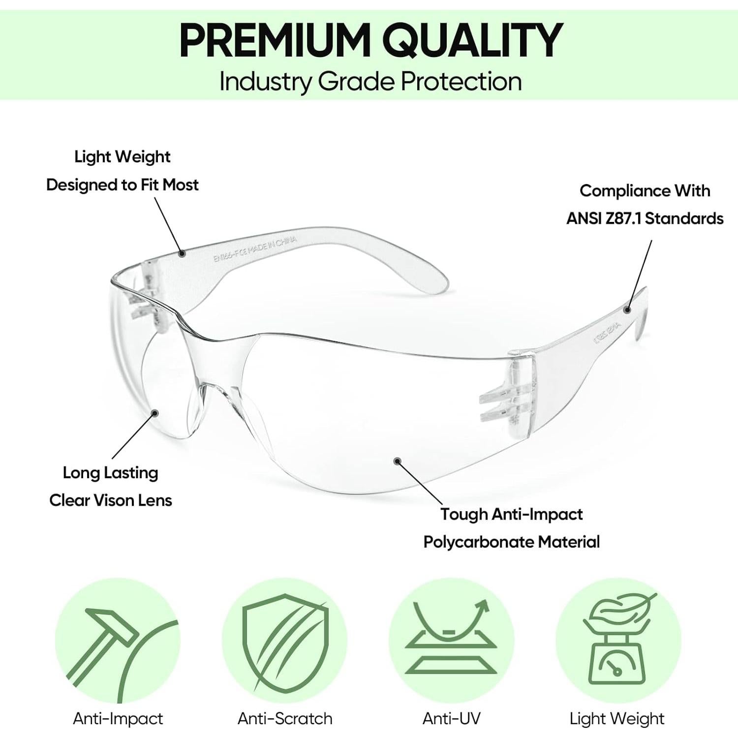Gafas de Seguridad TICONN Transparentes Resistencia Rayones