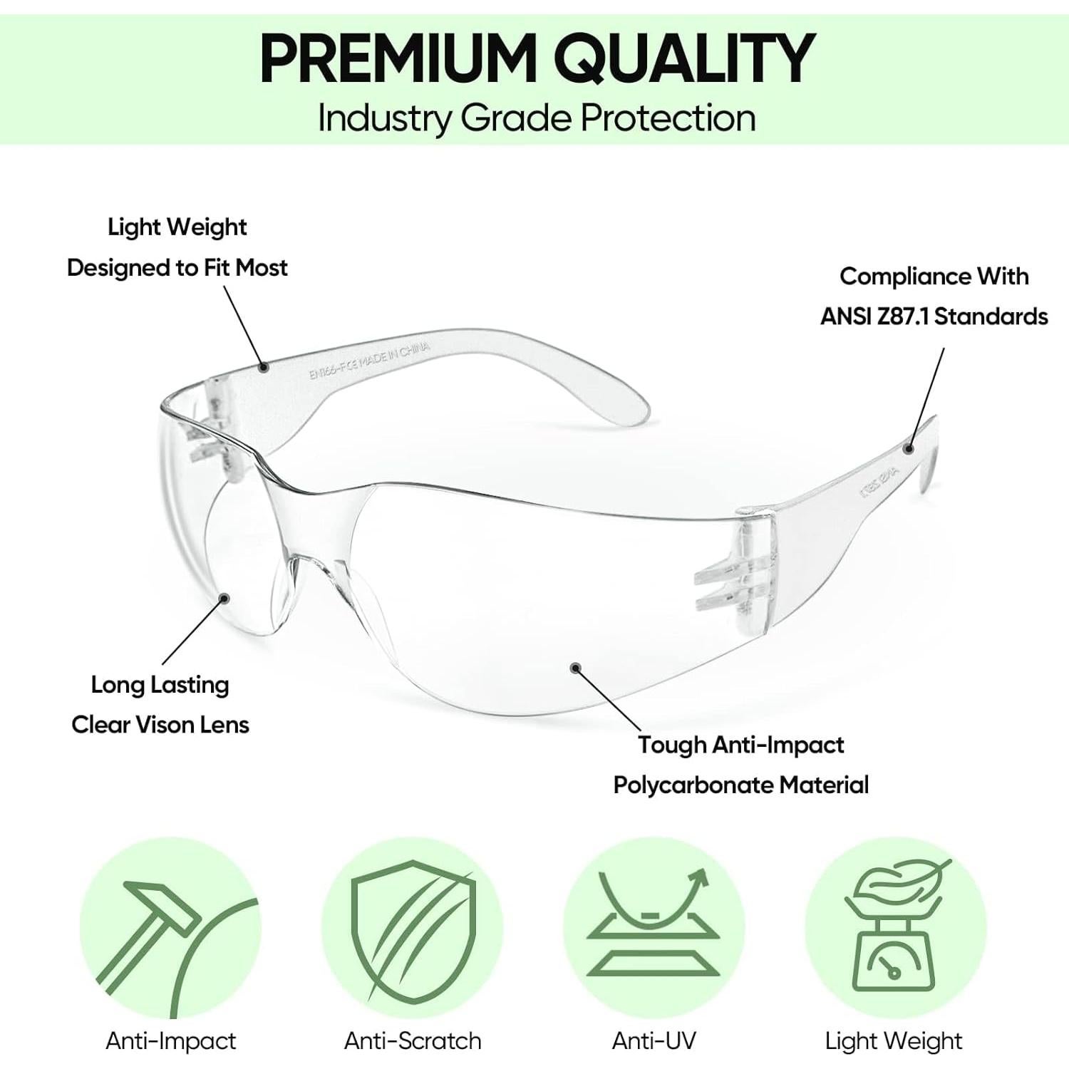 Gafas de Seguridad TICONN Transparentes Resistencia Rayones