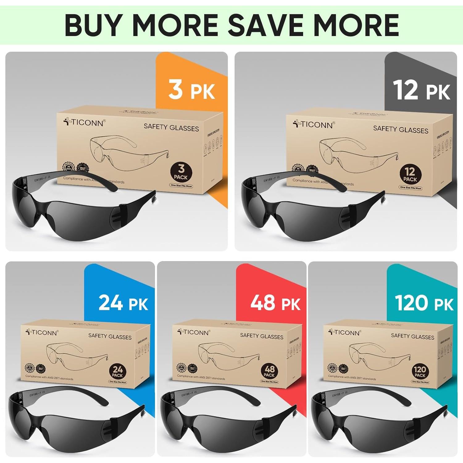 Gafas de Seguridad TICONN Transparentes Resistencia Rayones