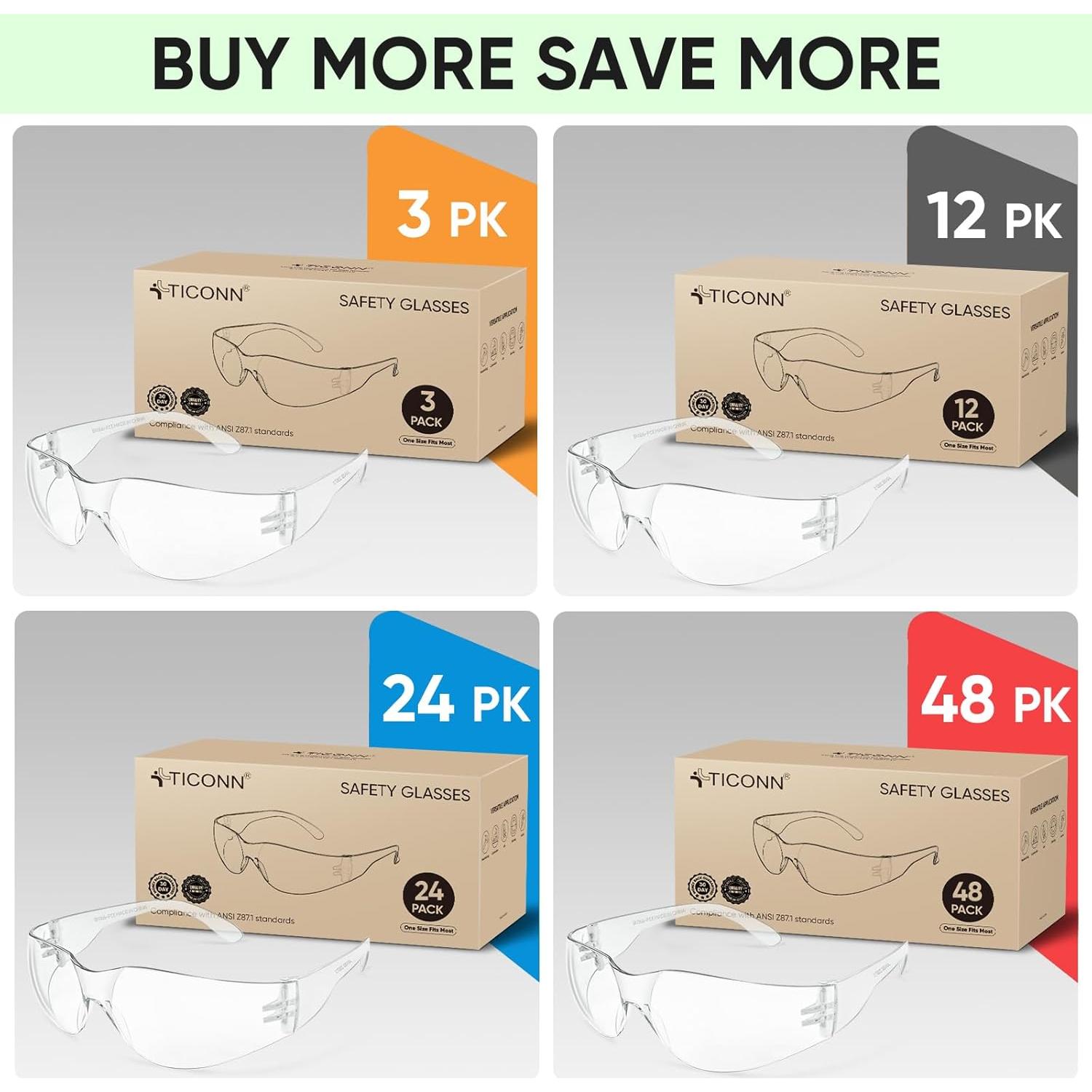 Gafas de Seguridad TICONN Transparentes Anti-rayones