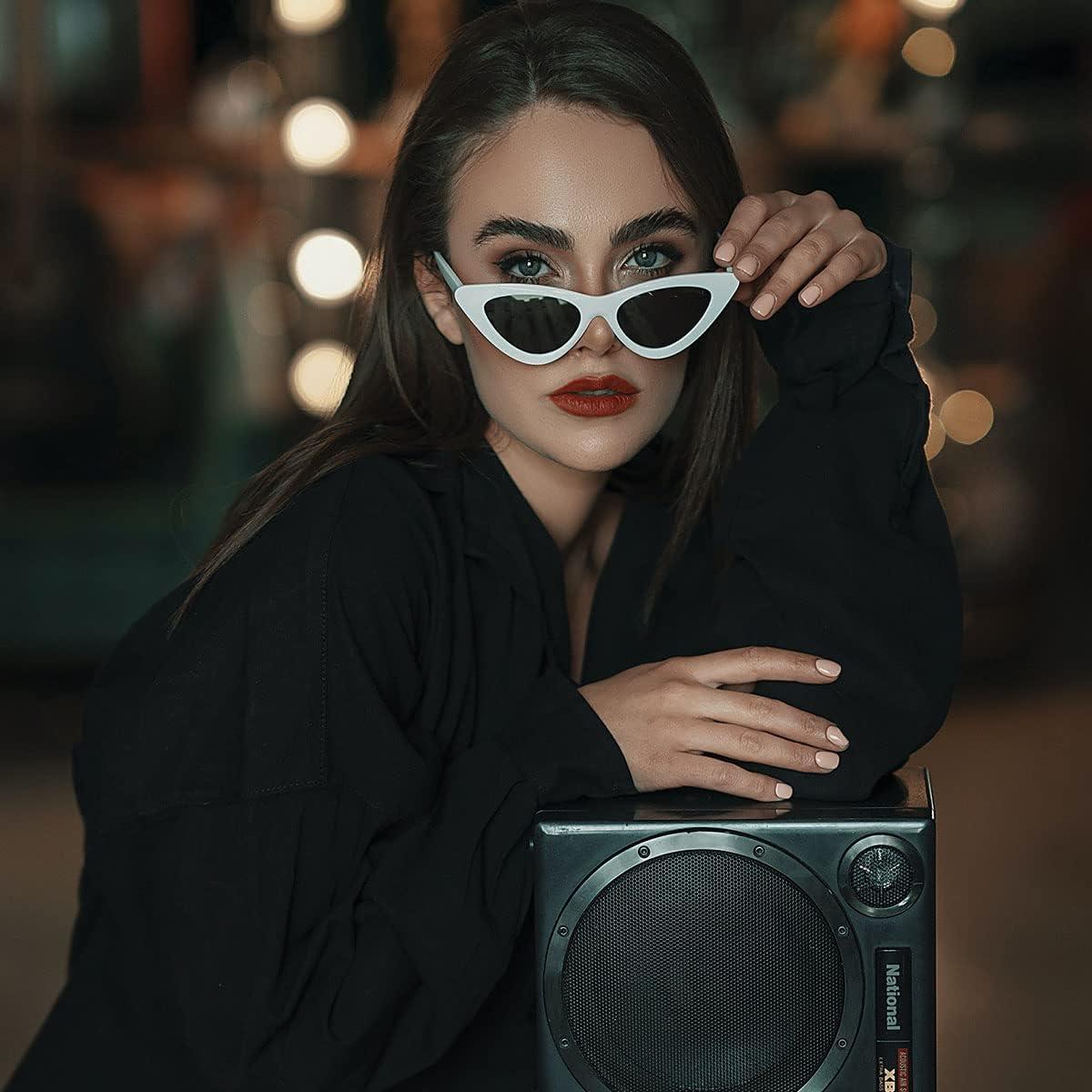 Gafas de Sol Cat Eye Blancas para Mujeres Vintage