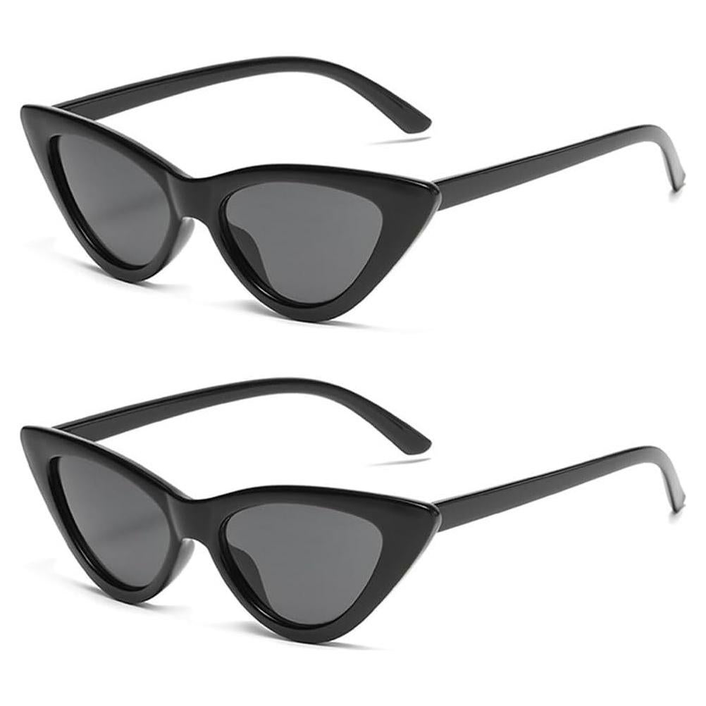Gafas de Sol Cat Eye Mujeres Vintage Plástico 2 Pcs Negro