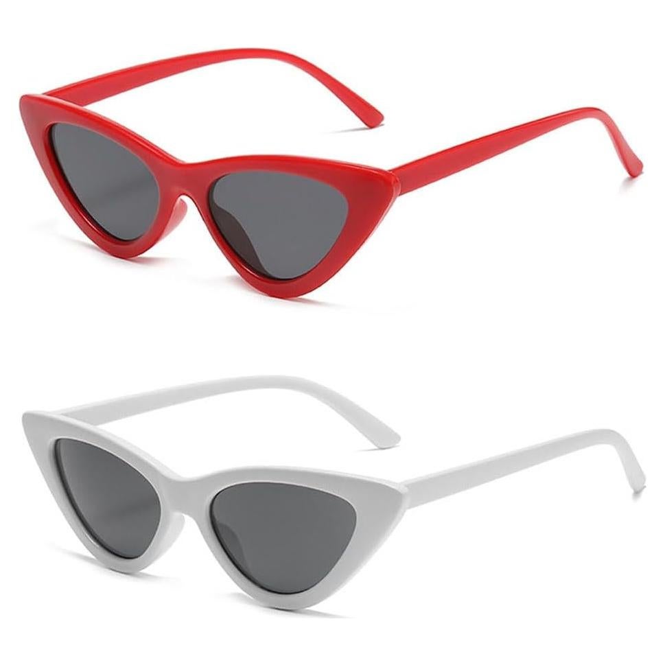 Gafas de Sol Cat Eye Mujeres Vintage Plástico Blanco/Rojo