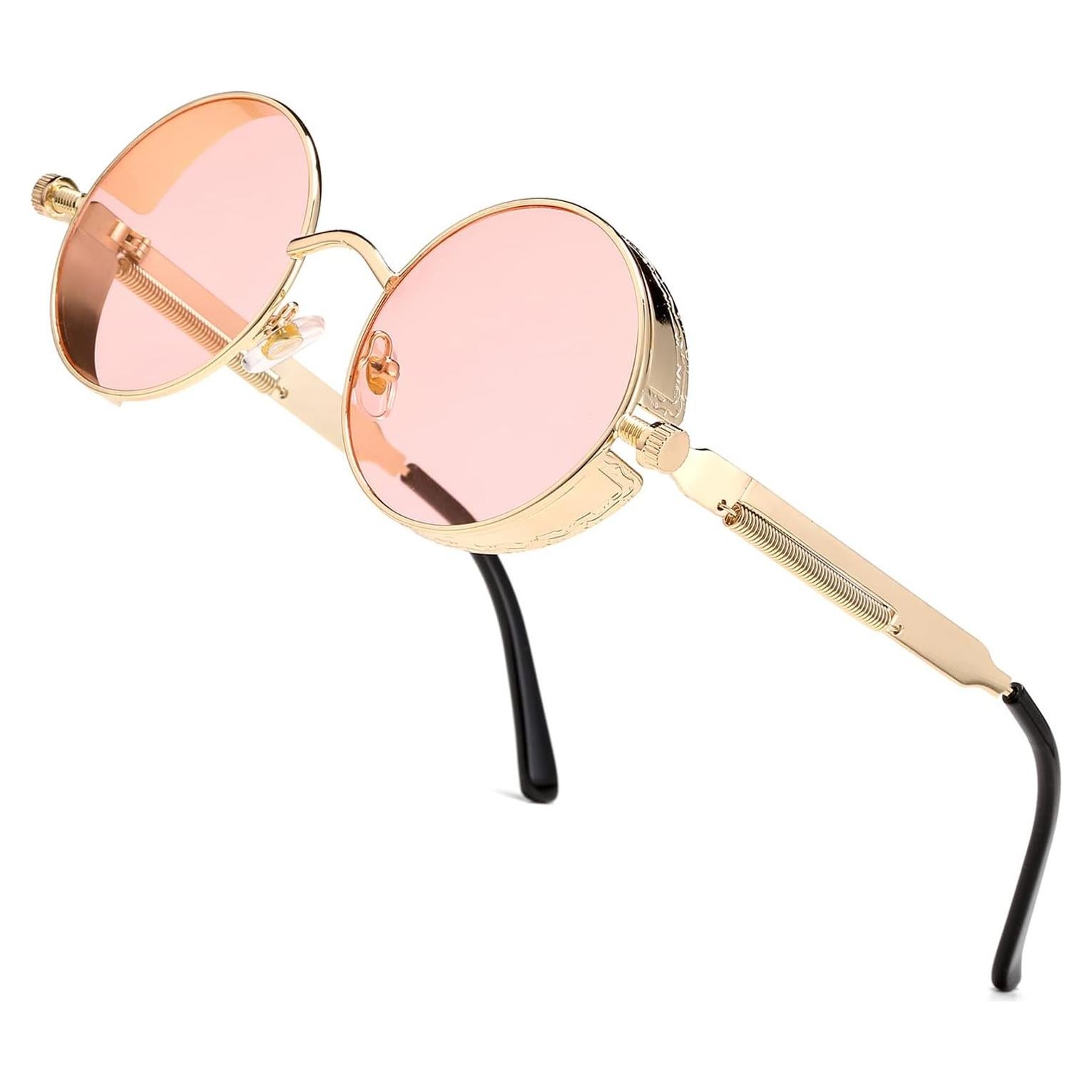 Gafas de sol redondas steampunk HJSUN10 con lentes HD