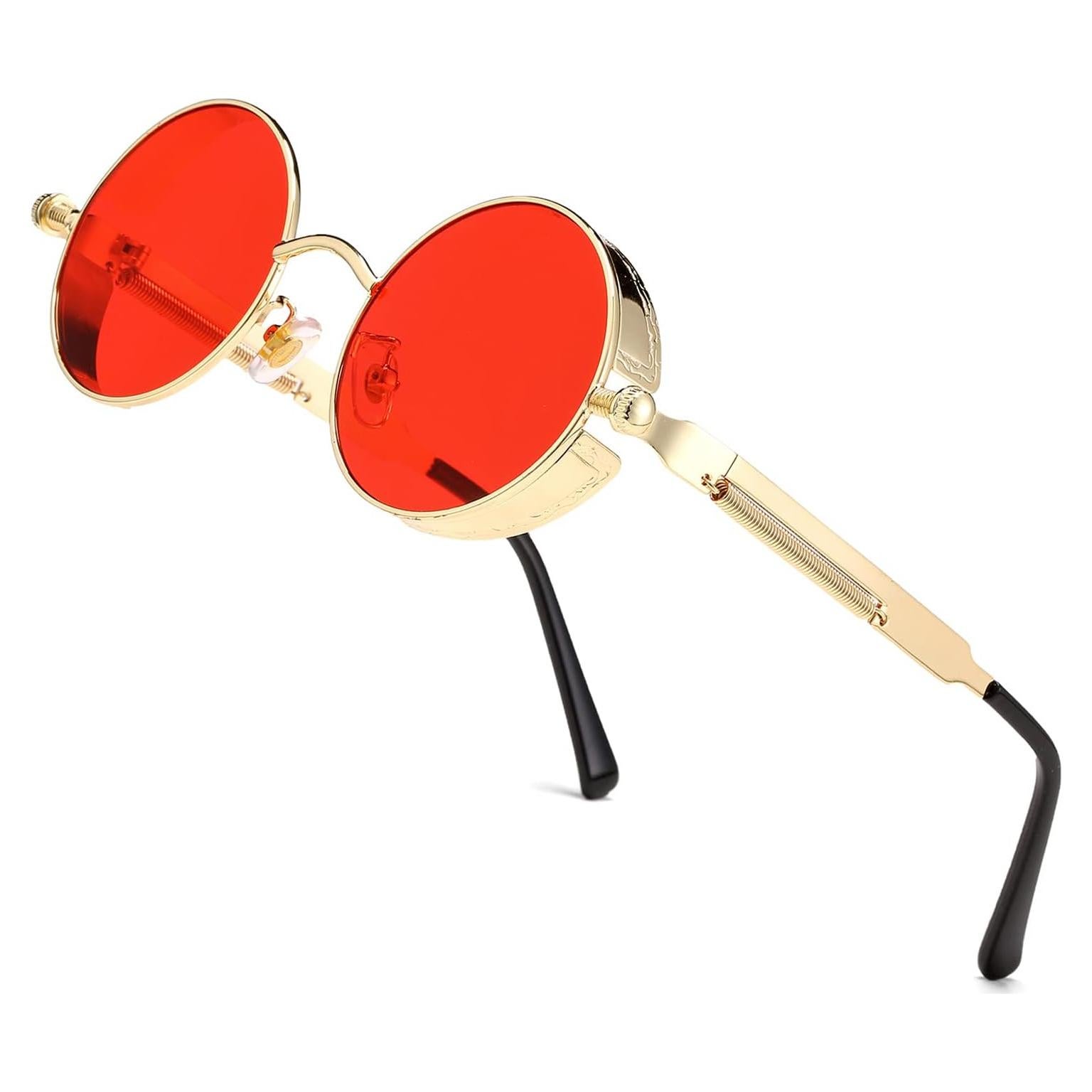Gafas de sol steampunk HJSUN10 rojas 46mm unisex