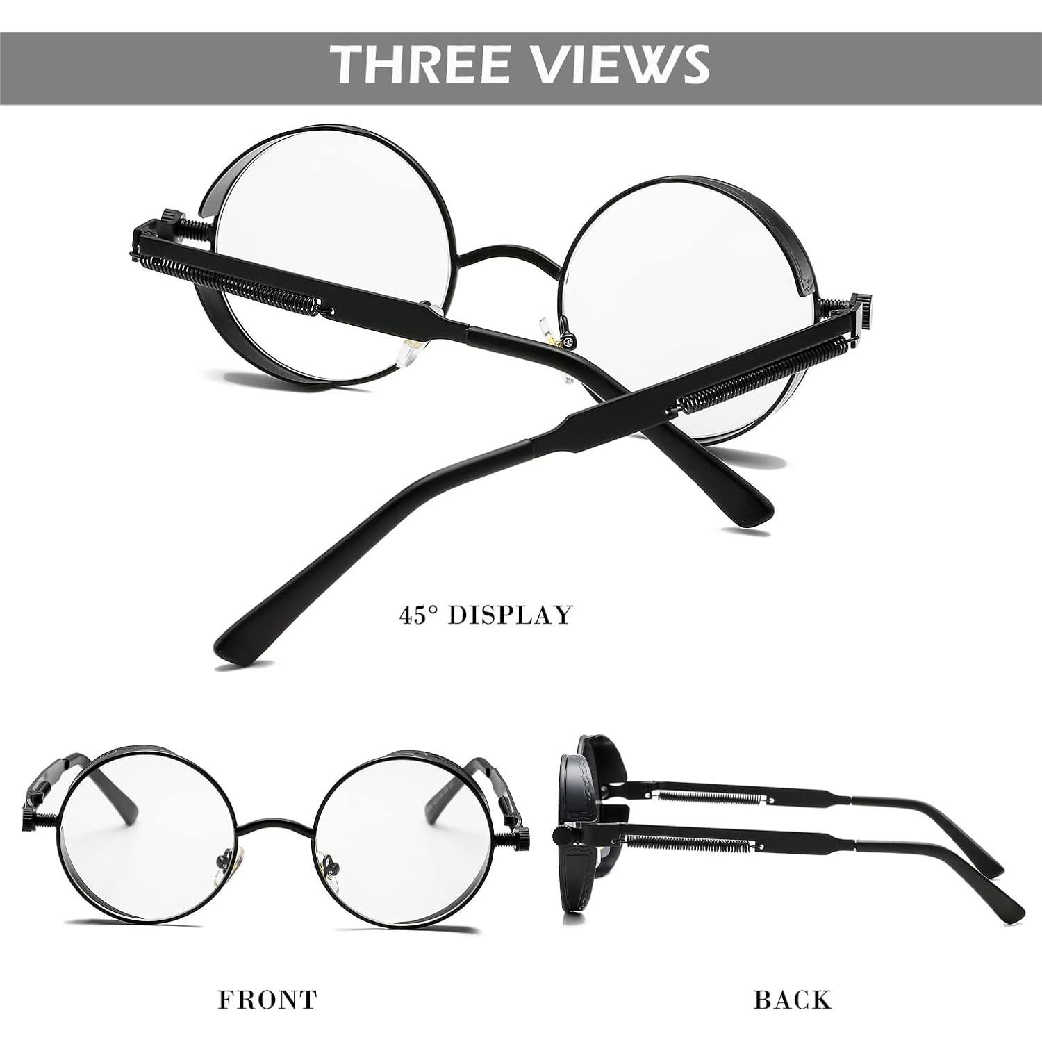 Gafas de sol redondas steampunk HJSUN10 con lentes HD