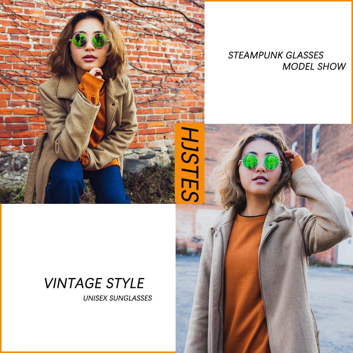 Gafas de sol redondas steampunk HJSUN10 con lentes HD