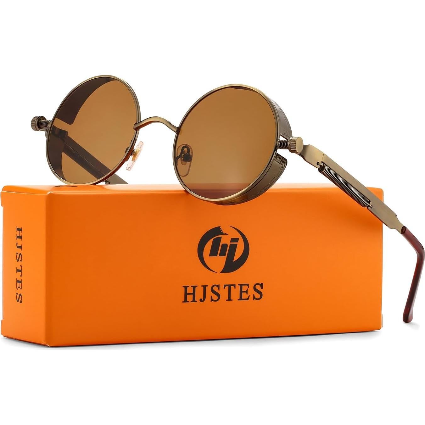 Gafas de sol redondas Steampunk HJSUN10 con lentes HD