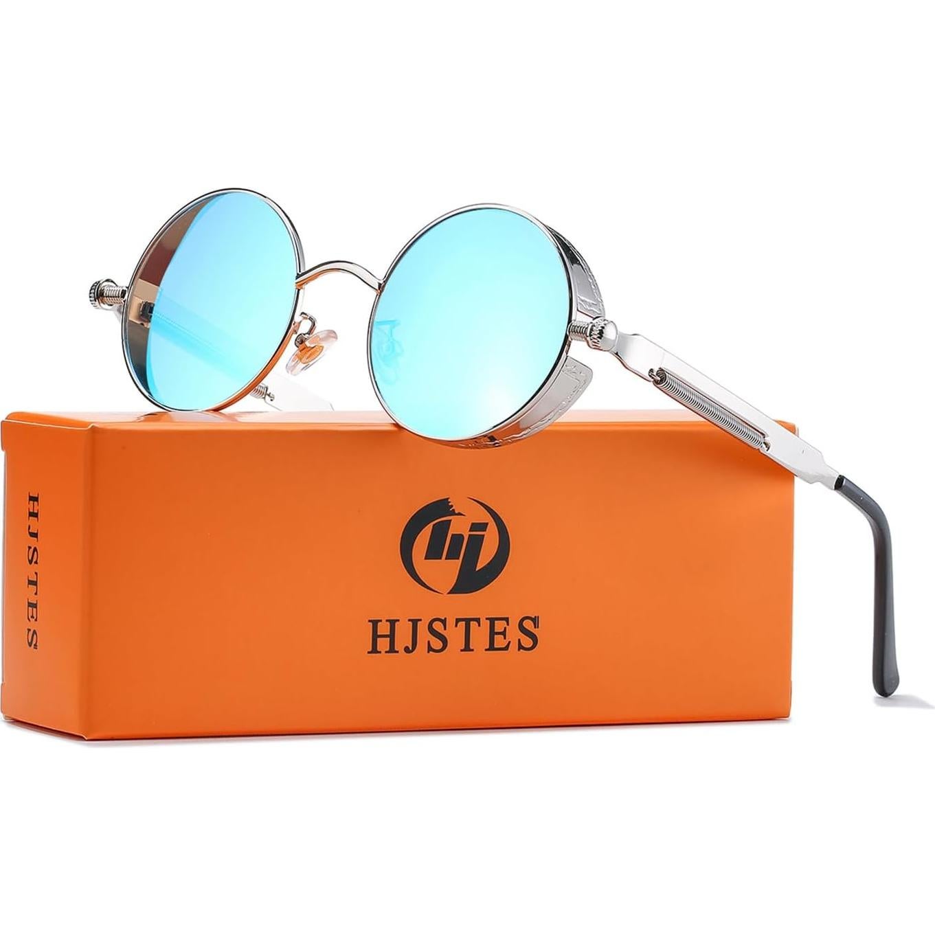 Gafas de sol redondas steampunk HJSUN10 con lentes UV400