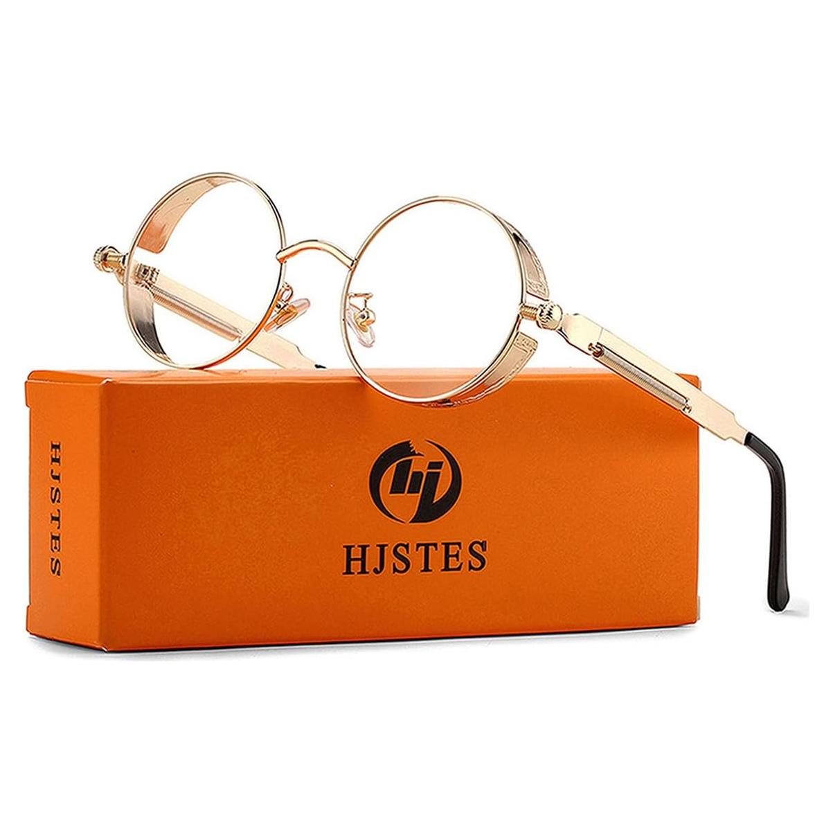 Gafas de sol redondas steampunk HJSUN10 con lentes HD