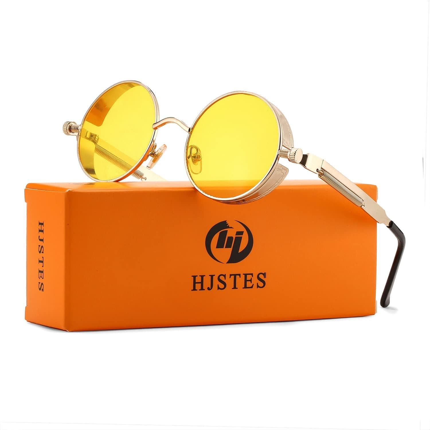 Gafas de sol redondas steampunk HJSUN10 unisex 46mm