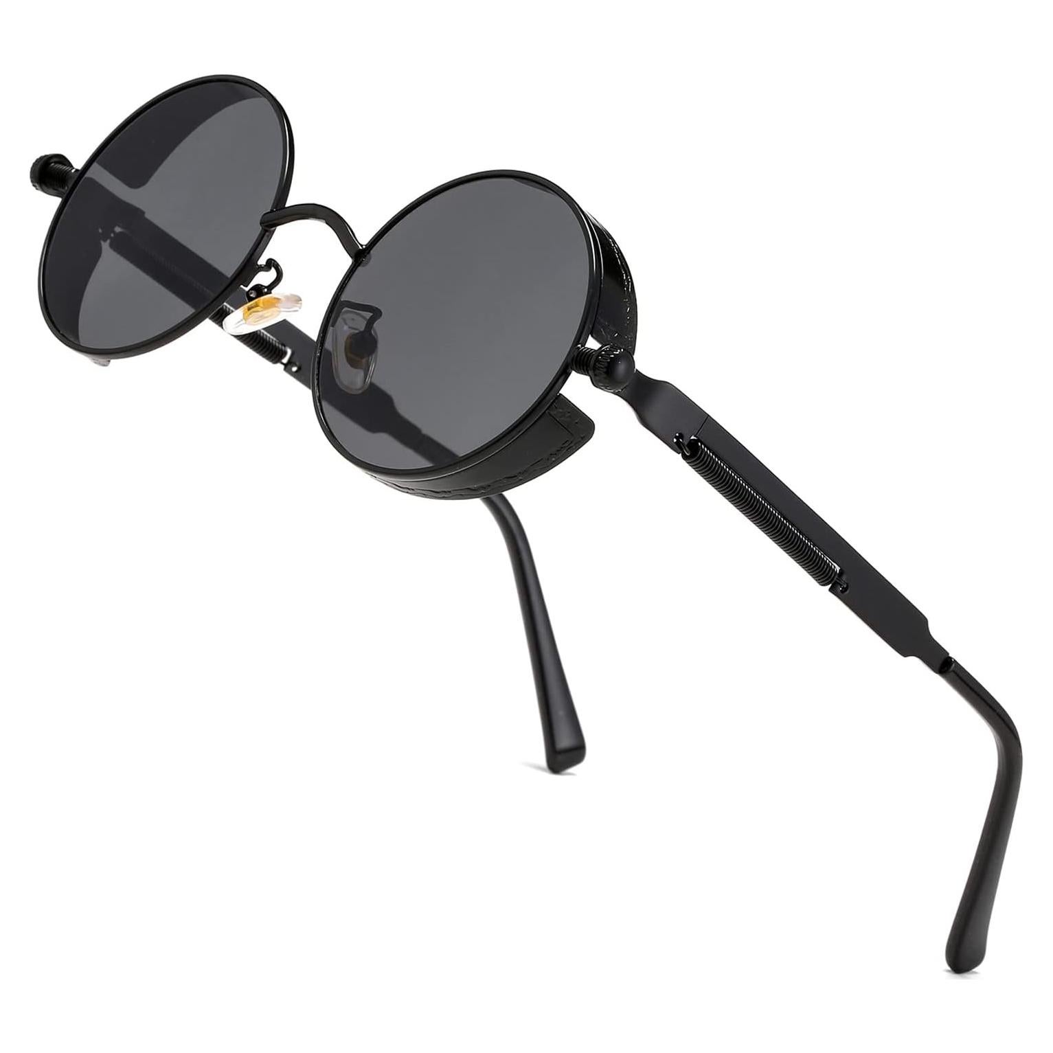 Gafas de sol redondas steampunk HJSUN10 con lentes UV400