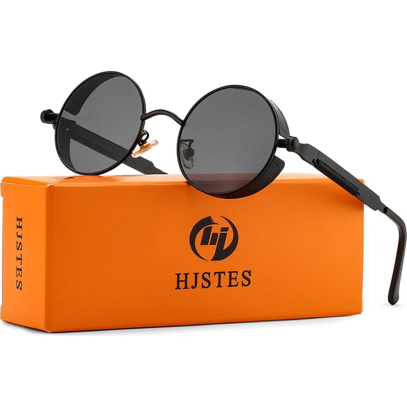 Gafas de sol redondas steampunk HJSUN10 con lentes UV400