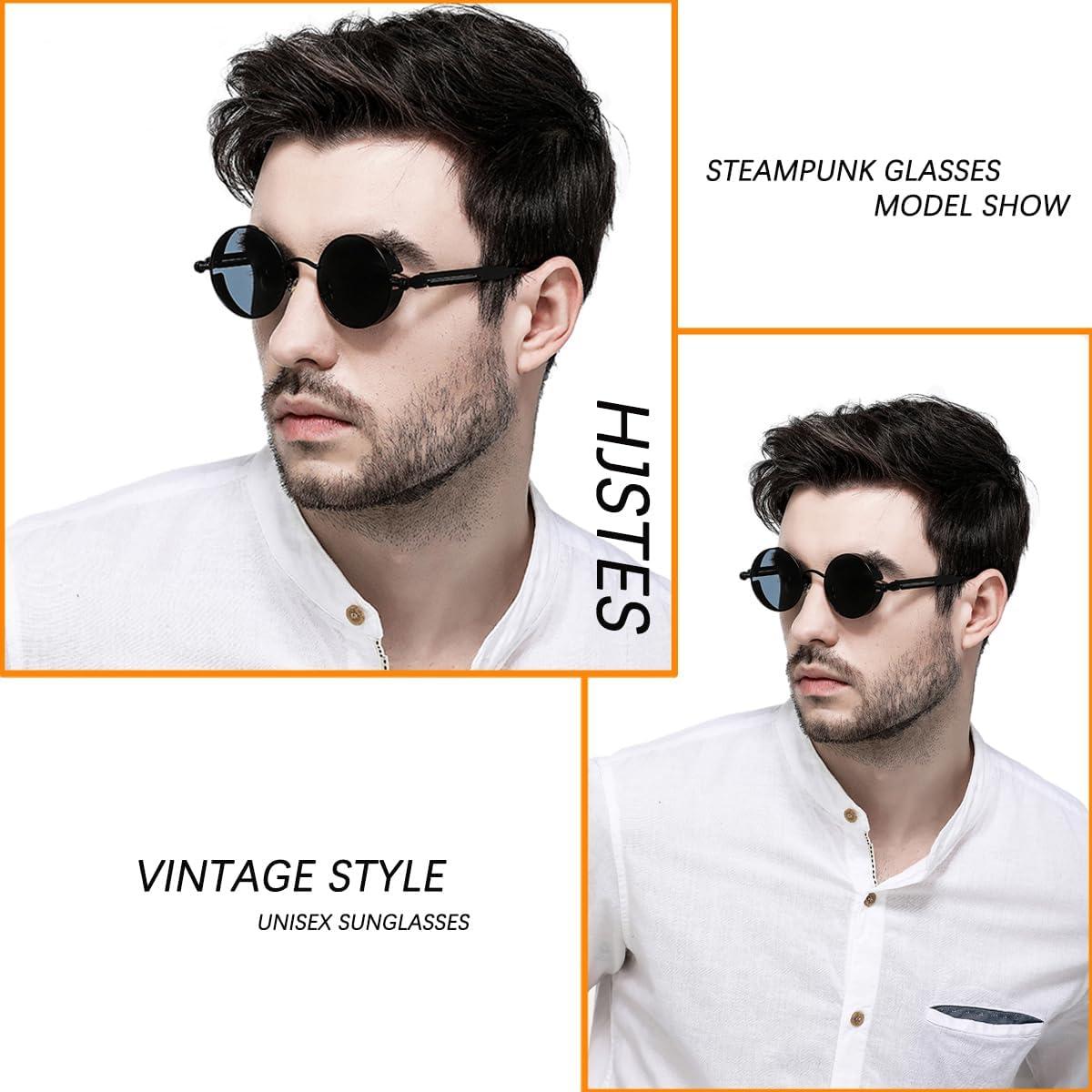 Gafas de sol redondas steampunk HJSUN10 con lentes UV400