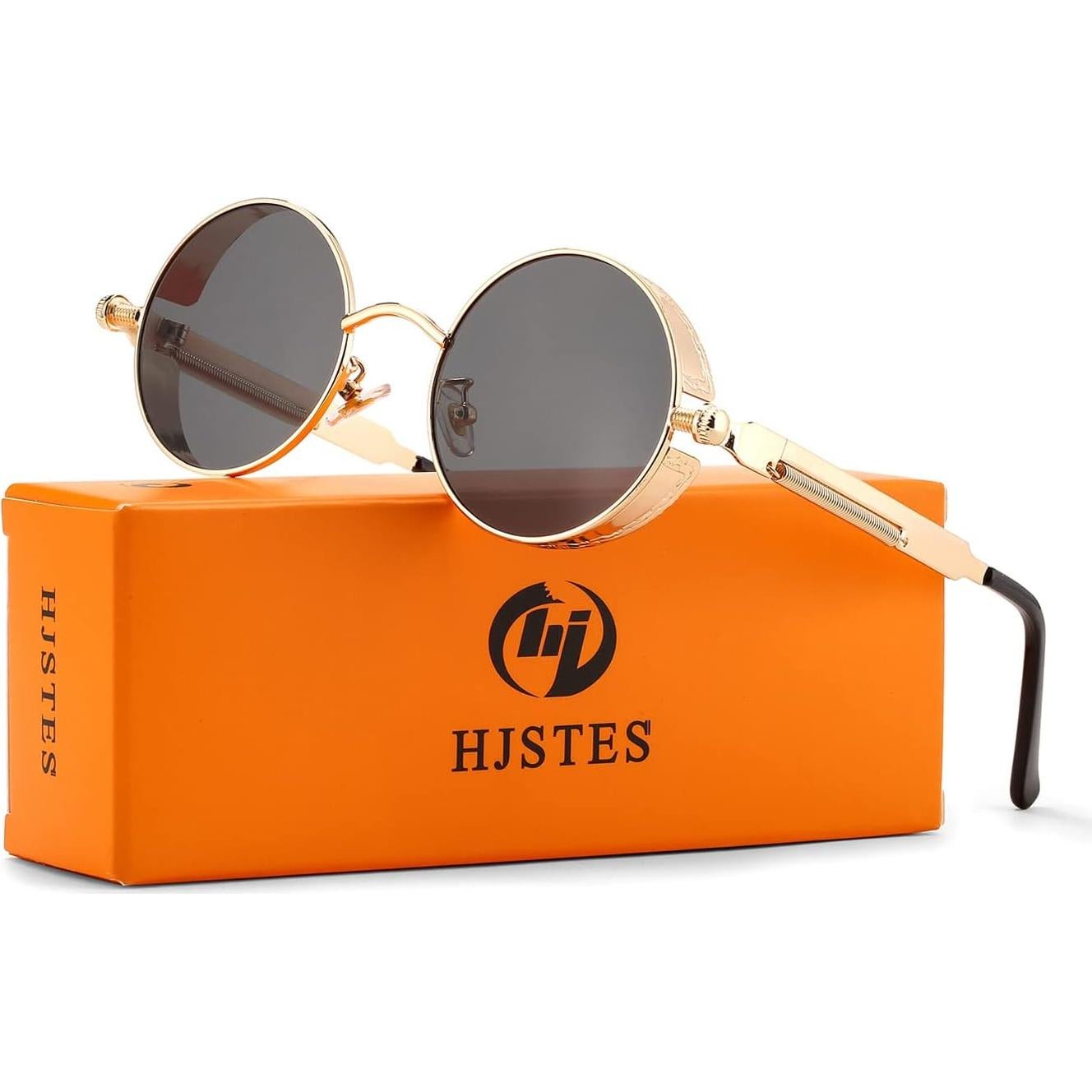 Gafas de sol redondas steampunk HJSUN10 con lentes HD