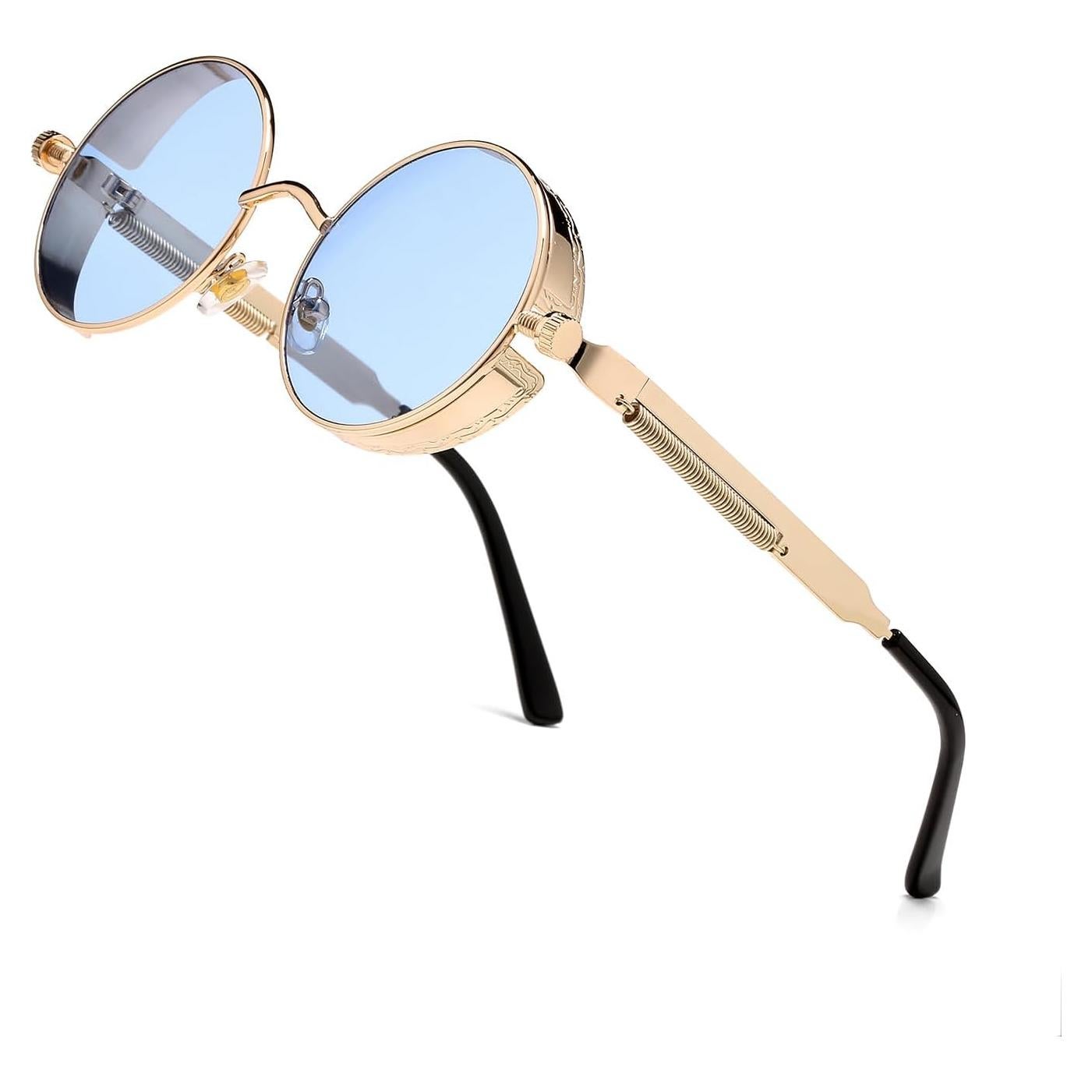 Gafas de sol redondas steampunk HJSUN10 con lentes UV400