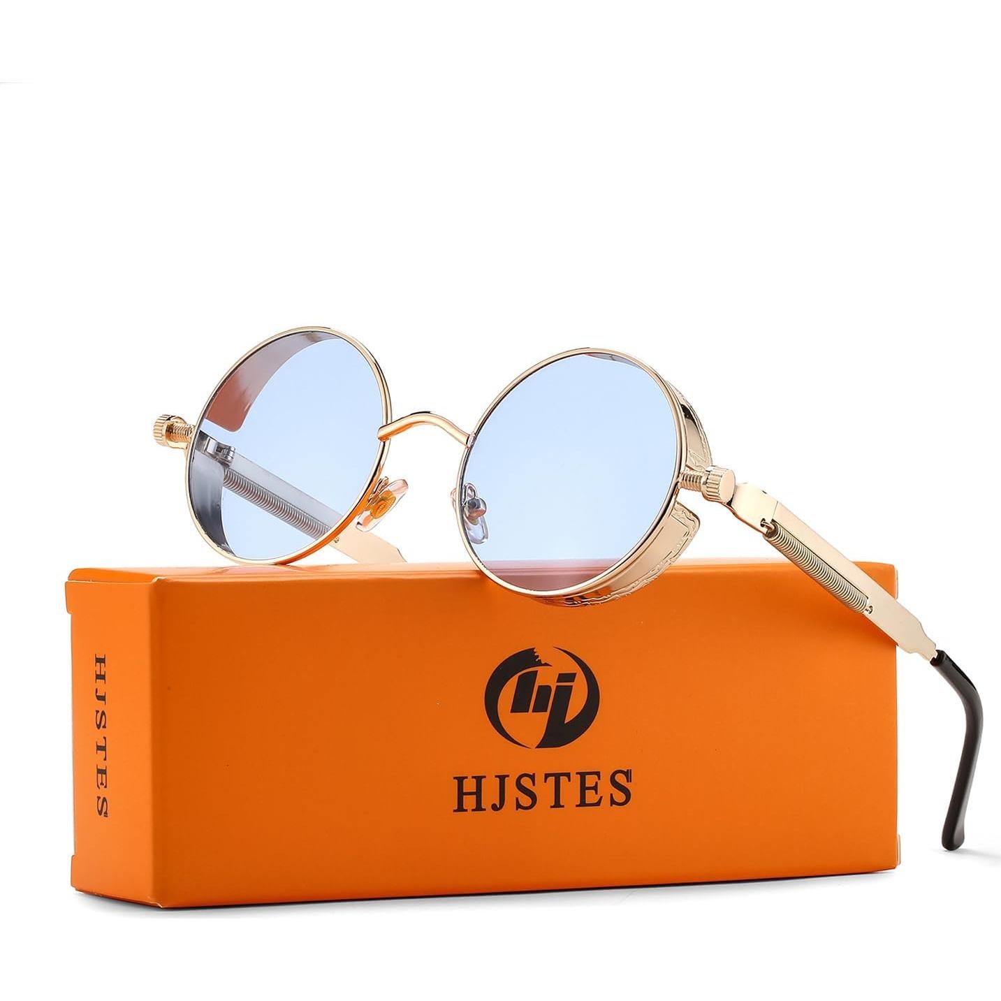 Gafas de sol redondas steampunk HJSUN10 con lentes UV400