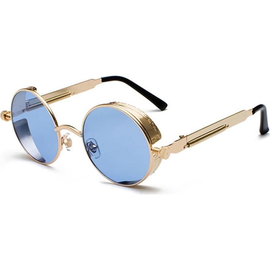Gafas de sol redondas steampunk HJSUN10 con lentes UV400